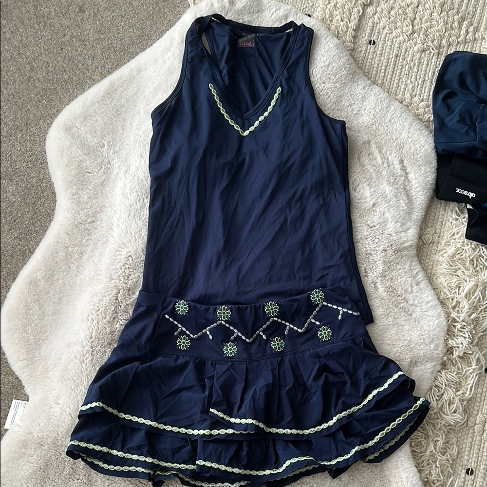 Lucky in Love Navy and Green Skirt set